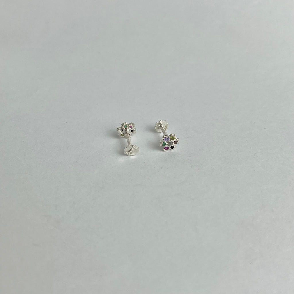 The Rainbow Set – Pavé Hoops & Flower Studs | 925 Sterling Silver | 2 Pairs