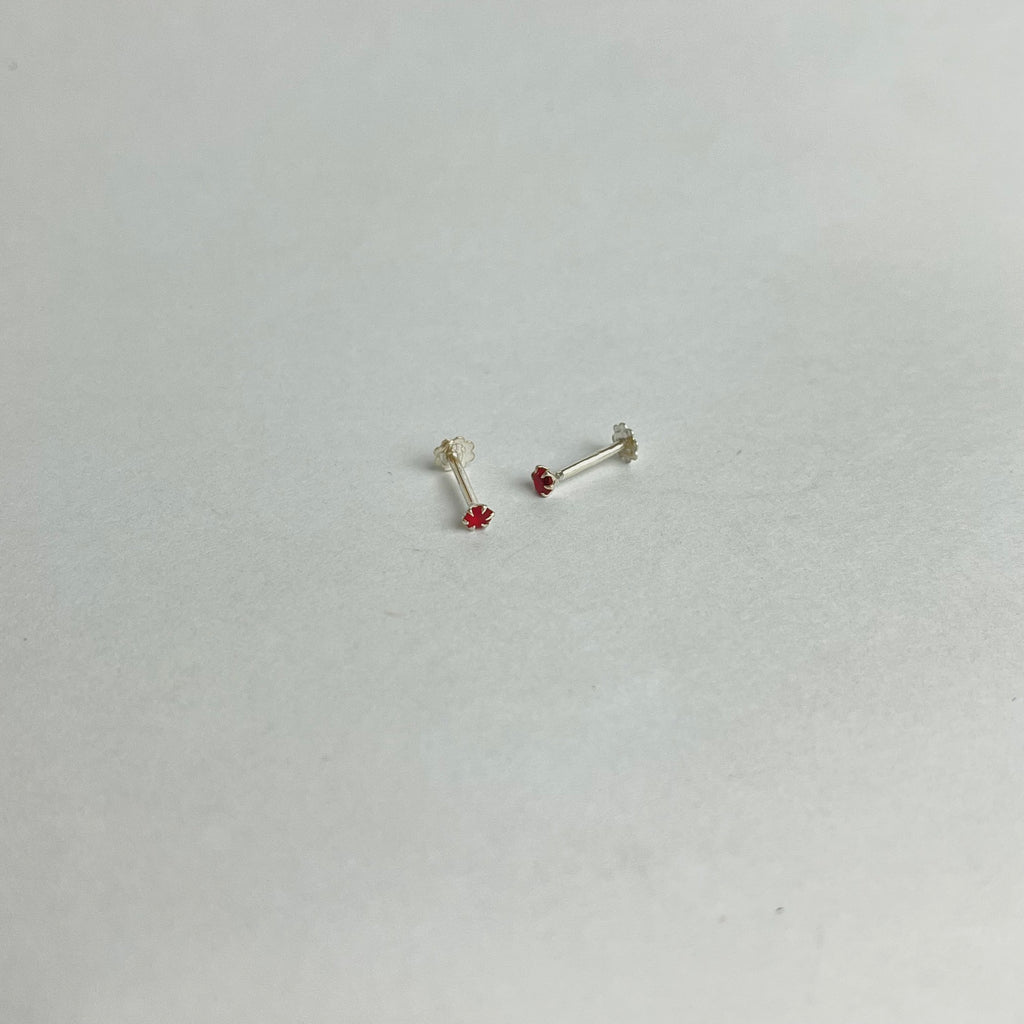 The Red Edit – Flower Studs, 2mm & Hoops | 925 Sterling Silver | 3 Pairs
