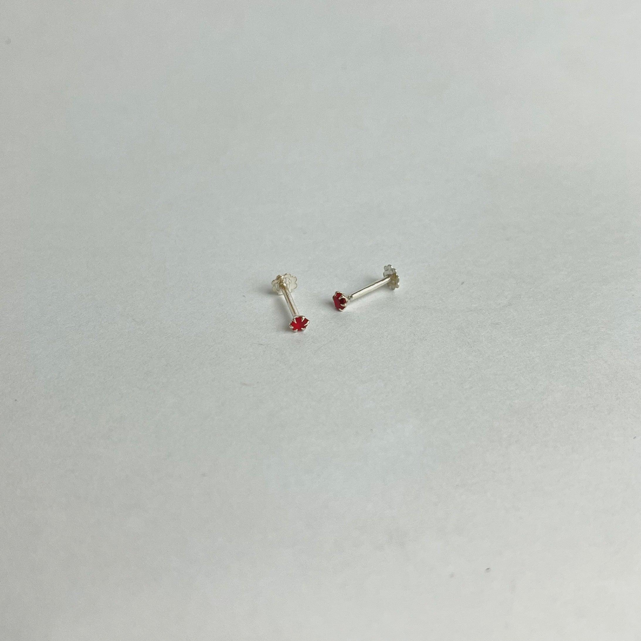 The Red Edit – Flower Studs, 2mm & Hoops | 925 Sterling Silver | 3 Pairs
