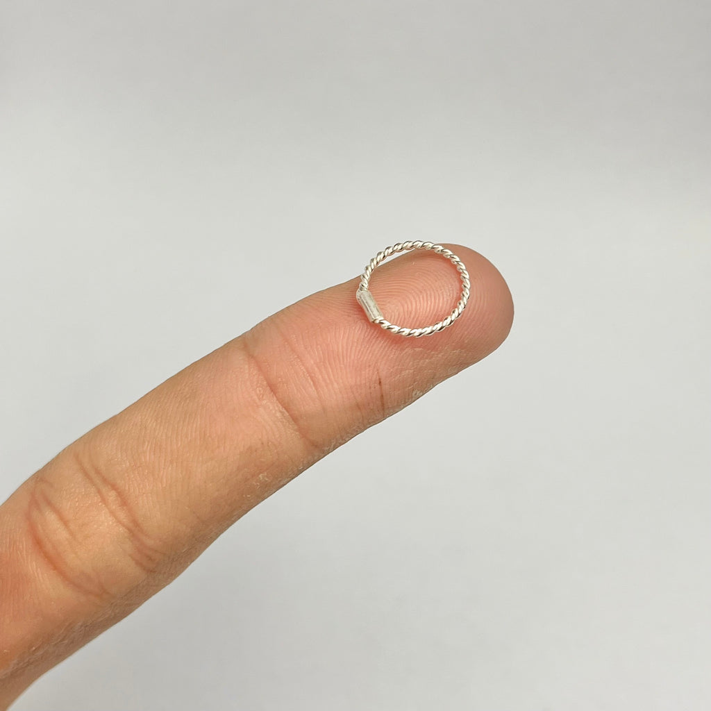 Twisted Nose Ring — 925 Sterling Silver | 8mm | 1mm Thick | Textured Everyday