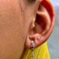 Stone Bar & Drop Hoop Earrings — 925 Silver | Multi Color CZ | 12mm | Nickel-Free | 18G