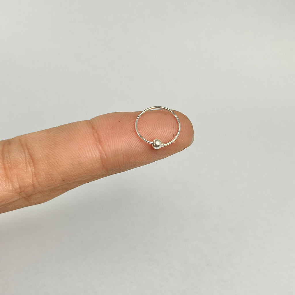 Ball Nose Ring — 925 Sterling Silver | 8mm | 18 Gauge | Minimal Detail Daily Wear
