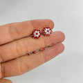 The Red Edit – Flower Studs, 2mm & Hoops | 925 Sterling Silver | 3 Pairs