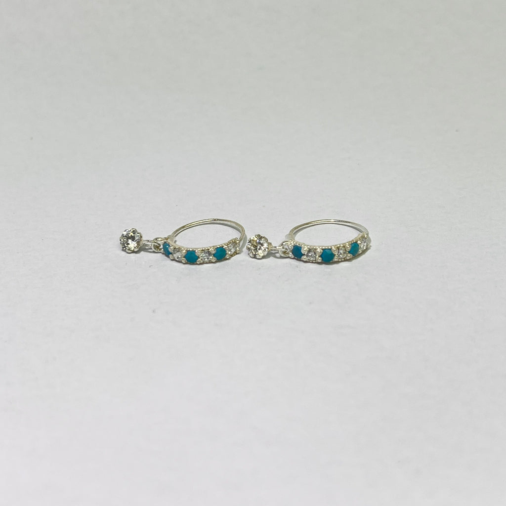 Stone Bar & Drop Hoop Earrings — 925 Silver | Ferozi CZ | 12mm | Nickel-Free | 18G