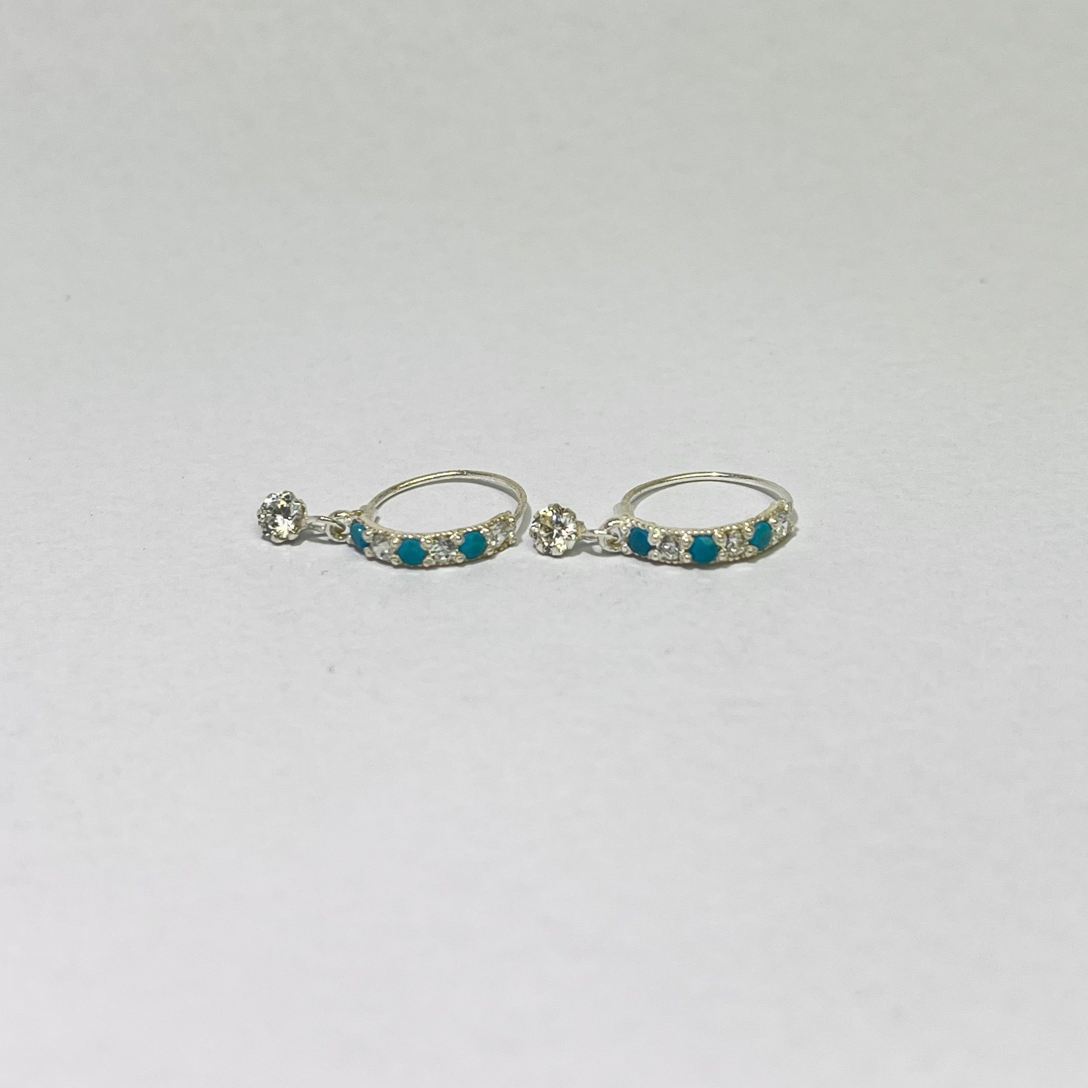Stone Bar & Drop Hoop Earrings — 925 Silver | Ferozi CZ | 12mm | Nickel-Free | 18G