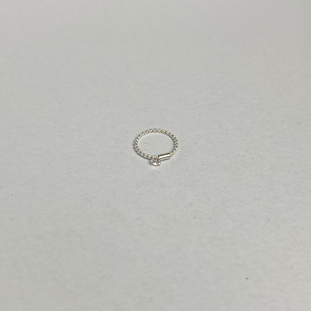 Twisted Stone Nose Ring — 925 Sterling Silver | 8mm | 1mm Thick | Texture + Shine