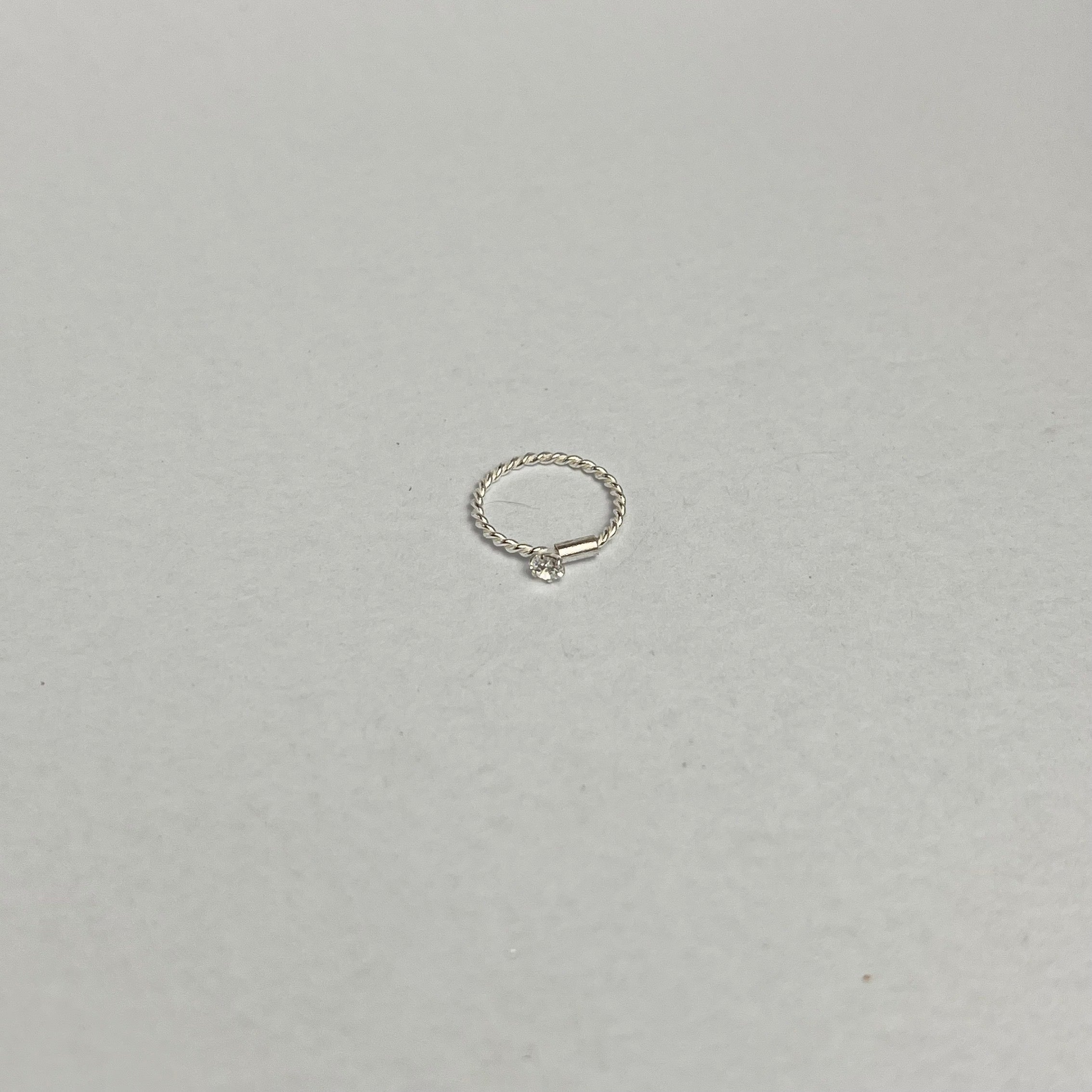 Twisted Stone Nose Ring — 925 Sterling Silver | 8mm | 1mm Thick | Texture + Shine