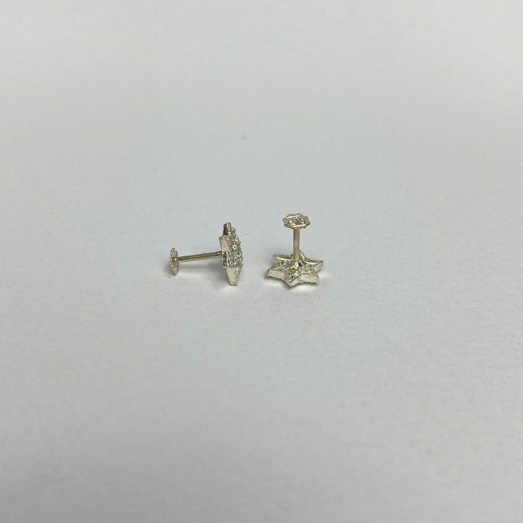 Tiny Stone Star Studs — 925 Sterling Silver | 10mm | Daily Wear Safe