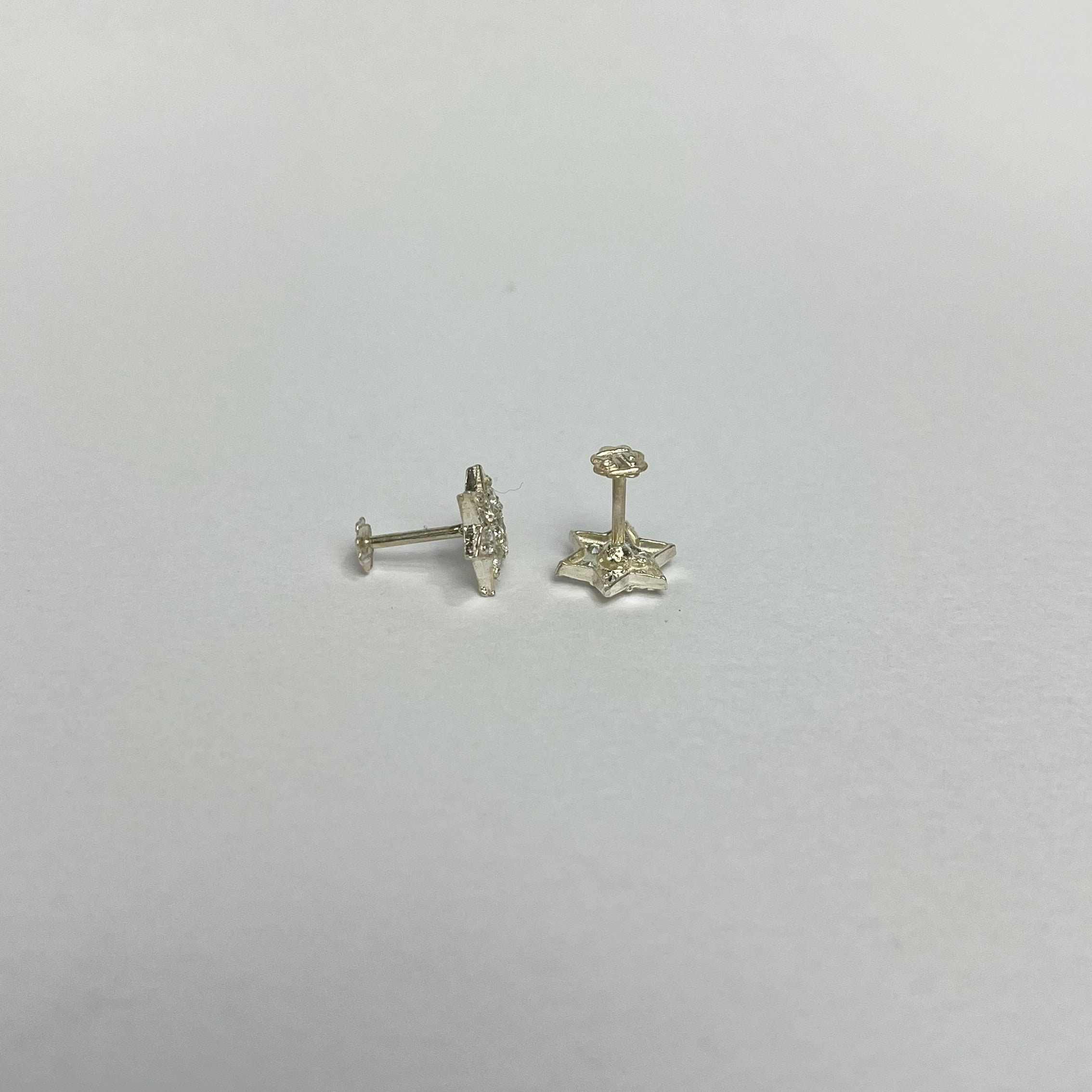 Tiny Stone Star Studs — 925 Sterling Silver | 10mm | Daily Wear Safe
