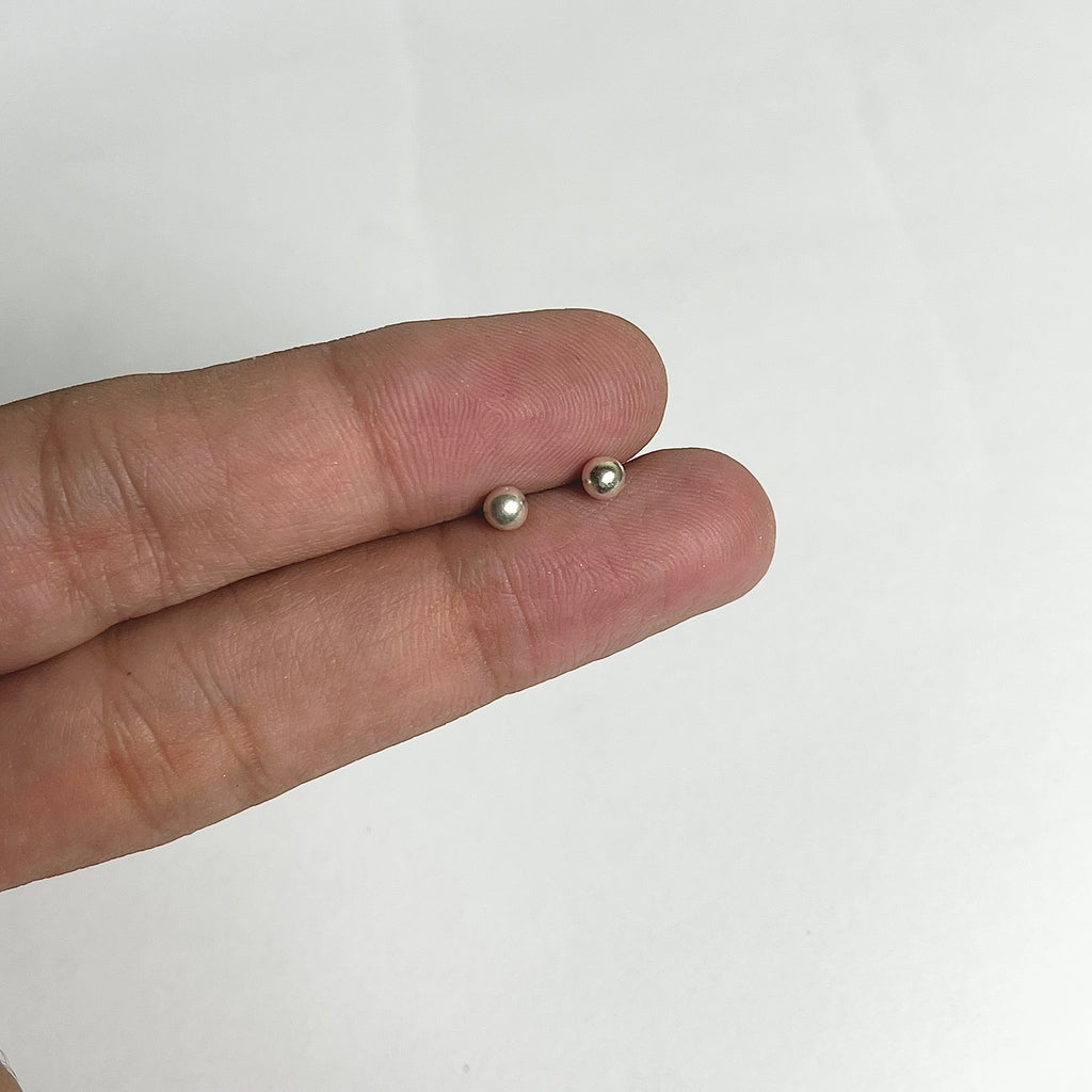 Silver Ball Studs — 925 Sterling Silver | 2mm to 6mm | Nickel-Free | Screw Back