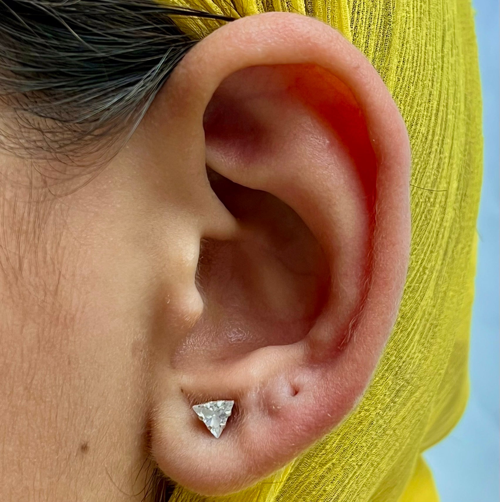 CZ Triangle Studs - 925 Sterling Silver | Geometric Minimal | 6mm & 7mm