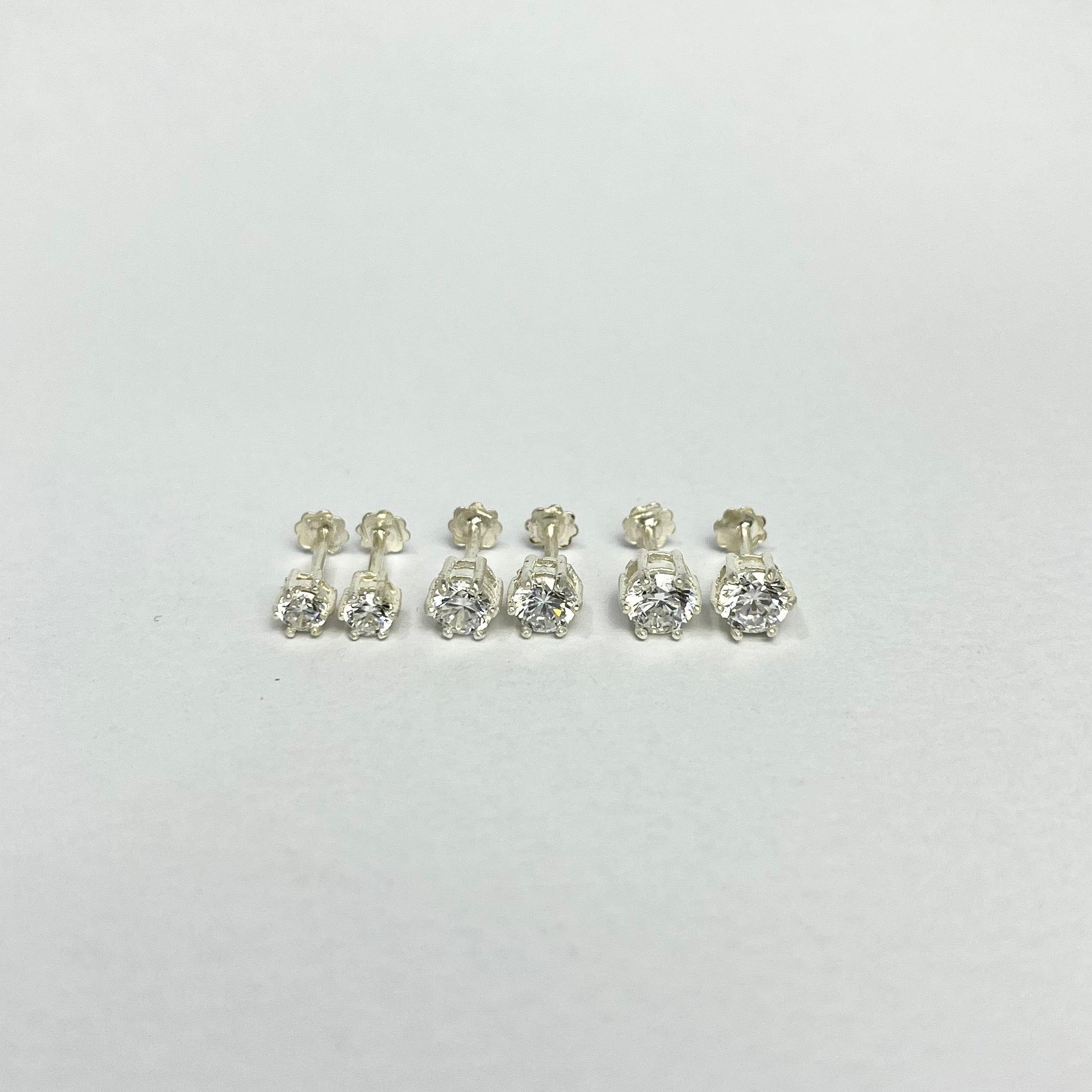 Diamond-Look CZ Studs — 925 Sterling Silver | Screw Back | 4mm 5mm 6mm