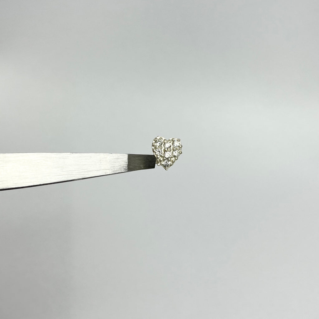 Tiny Stone Heart Studs - 925 Sterling Silver | New Piercing Safe | Everyday Wear