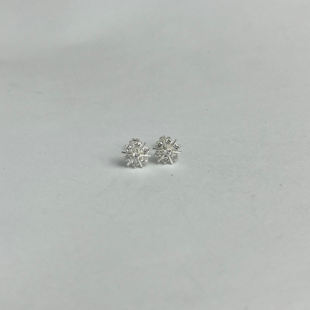 Starburst Studs – 925 Sterling Silver | Clear CZ | Screw Back | Daily Wear
