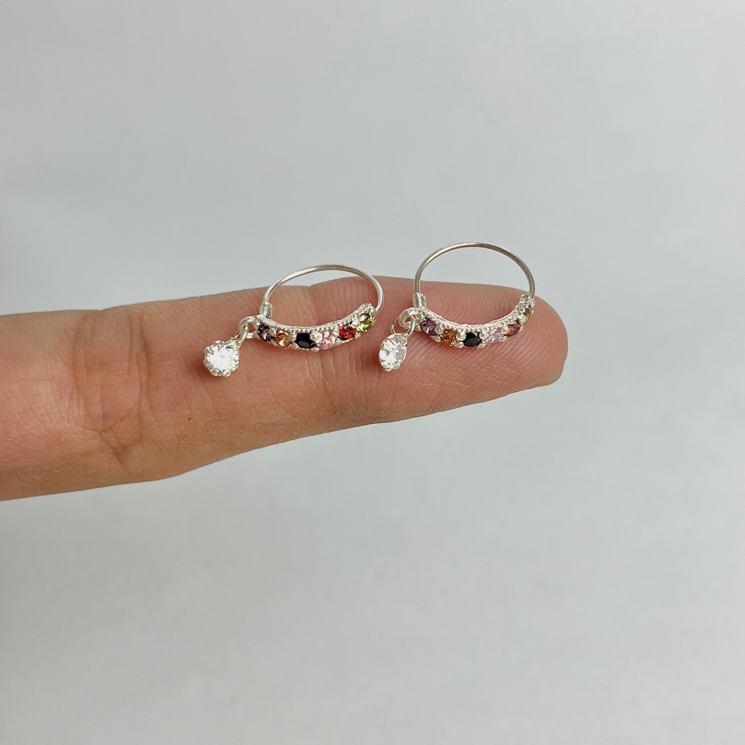 The Rainbow Set – Pavé Hoops & Flower Studs | 925 Sterling Silver | 2 Pairs