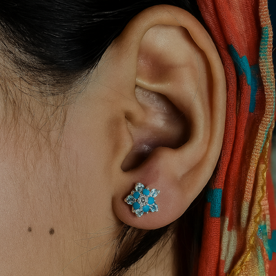 elegant 10mm zircon flower studs for Pakistani women’s traditional outfits


