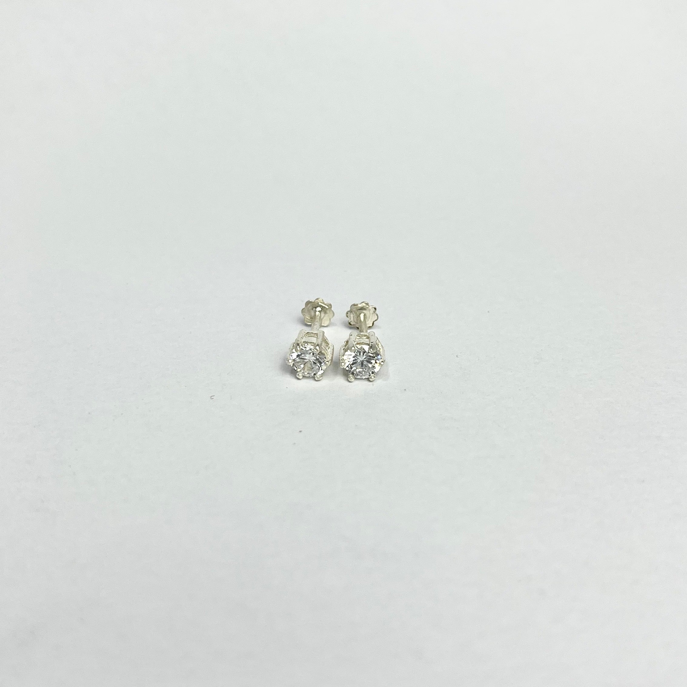 Diamond-Look CZ Studs — 925 Sterling Silver | Screw Back | 4mm 5mm 6mm