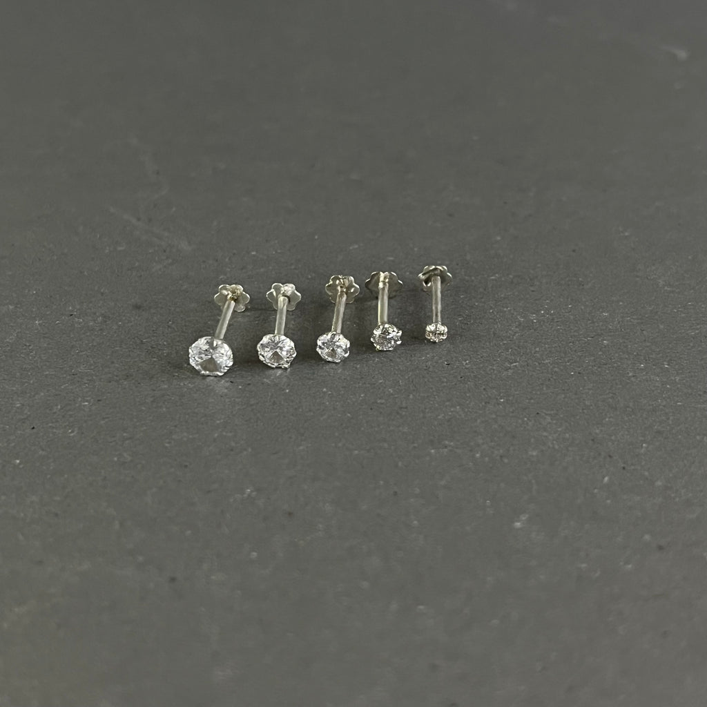 Tiny Stone Nose Pin - 925 Sterling Silver | 1.5mm to 5mm | Screw Back | Daily Wear