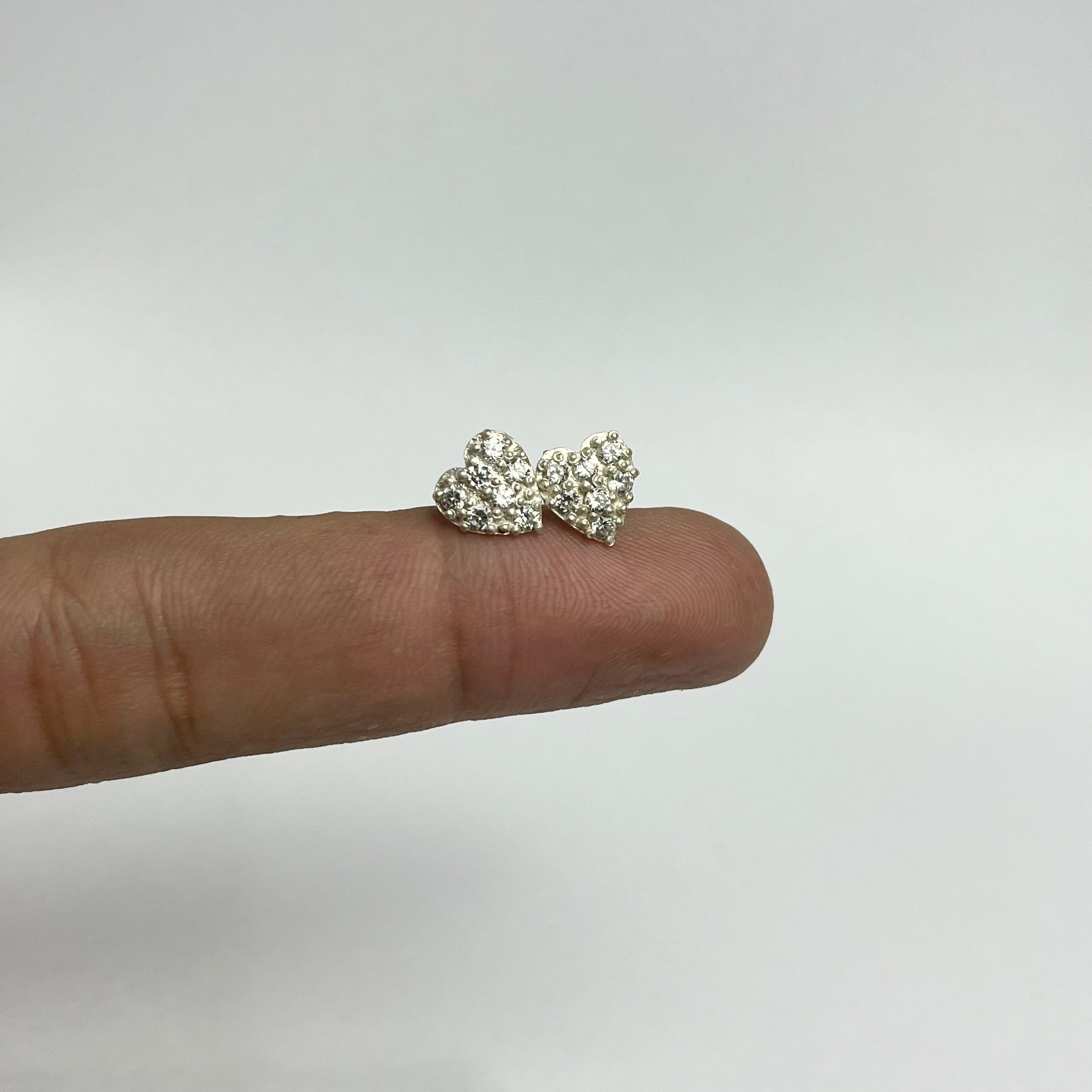 Tiny Stone Heart Studs - 925 Sterling Silver | New Piercing Safe | Everyday Wear
