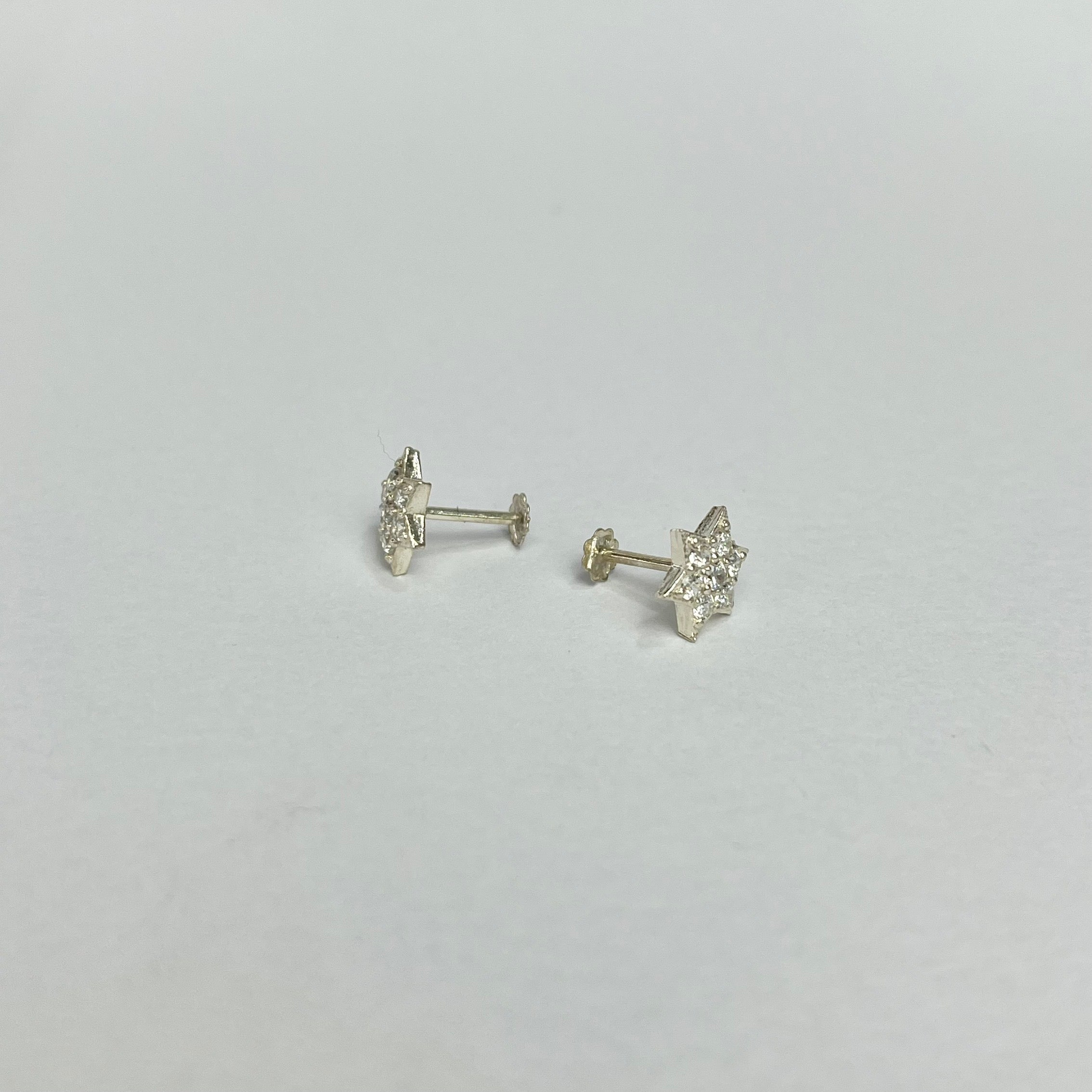 Tiny Stone Star Studs — 925 Sterling Silver | 10mm | Daily Wear Safe
