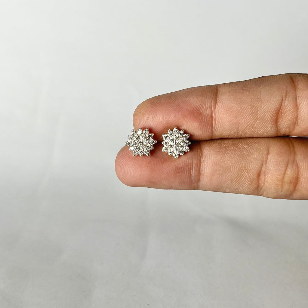 Hexagon Full Stone Studs — 925 Sterling Silver | Clear CZ | 10mm | Nickel-Free | Screw Back