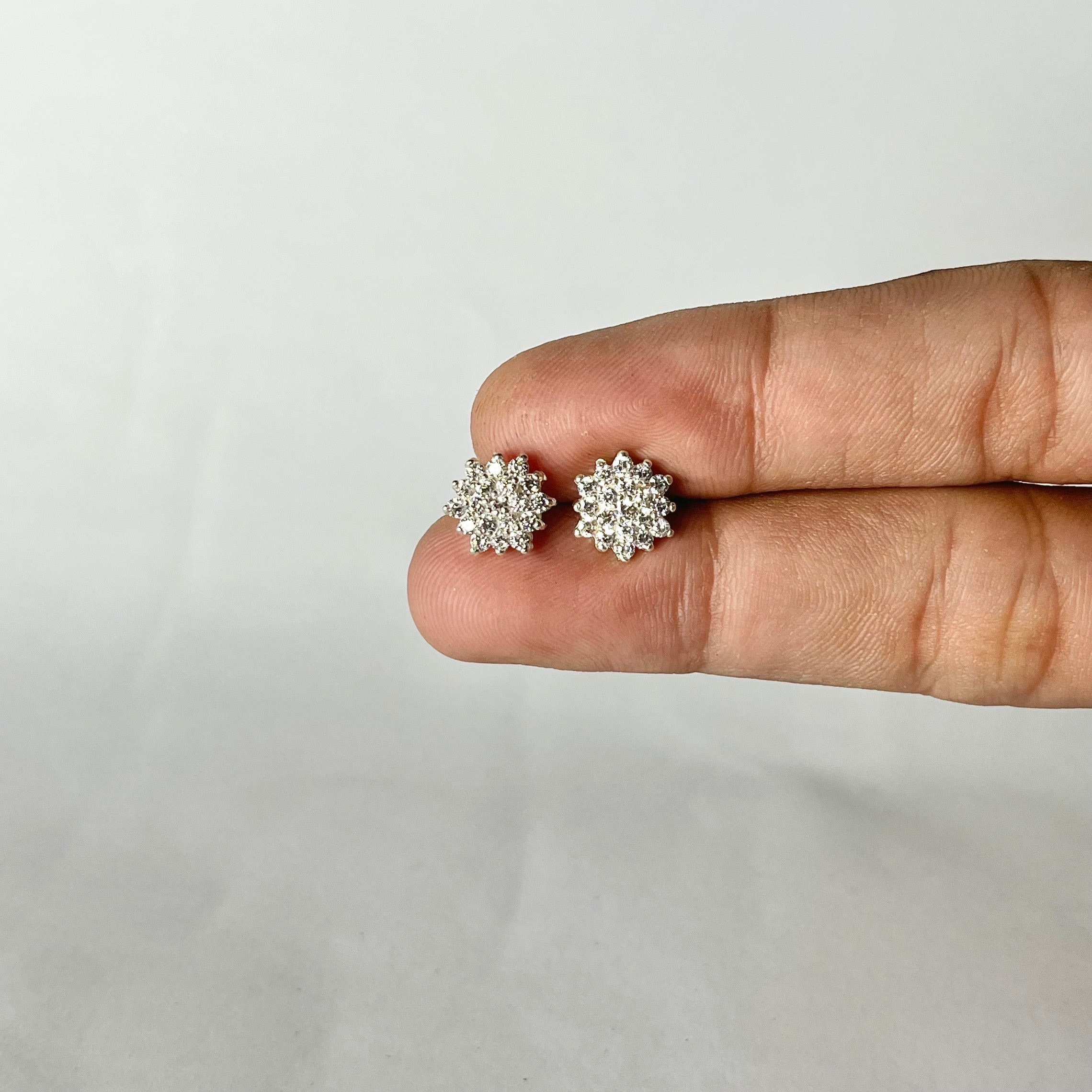 Hexagon Full Stone Studs — 925 Sterling Silver | Clear CZ | 10mm | Nickel-Free | Screw Back