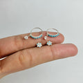 The Ferozi Set – Pavé Hoops & Flower Studs | 925 Sterling Silver | 2 Pairs