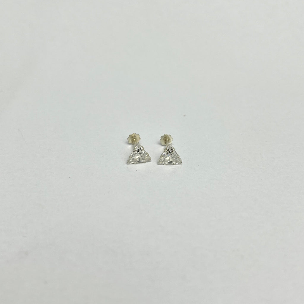 CZ Triangle Studs - 925 Sterling Silver | Geometric Minimal | 6mm & 7mm