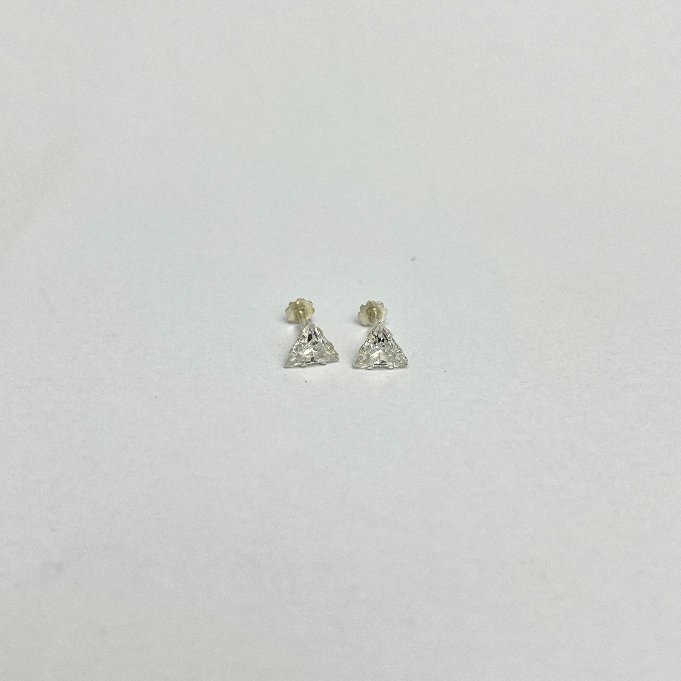 CZ Triangle Studs - 925 Sterling Silver | Geometric Minimal | 6mm & 7mm