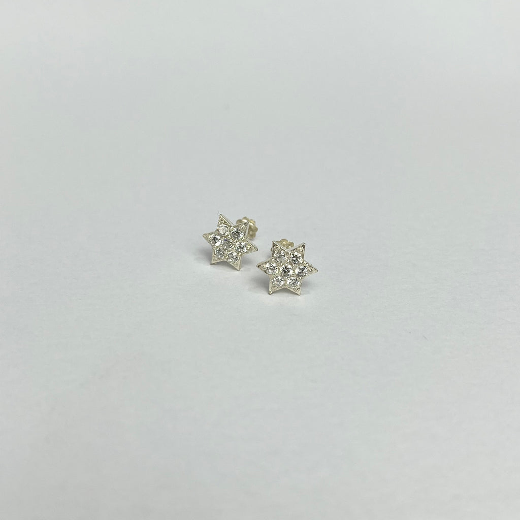 Tiny Stone Star Studs — 925 Sterling Silver | 10mm | Daily Wear Safe