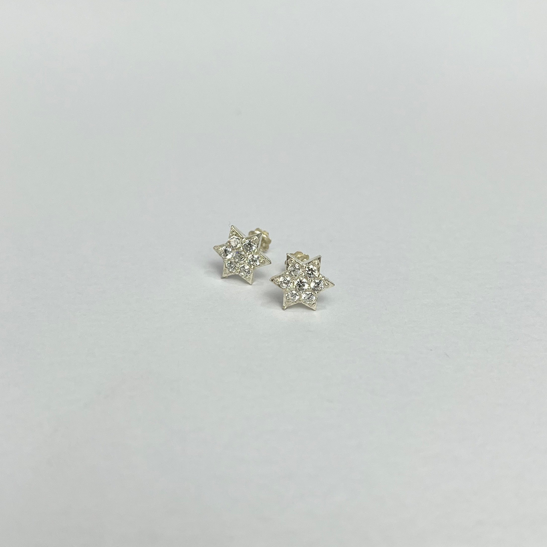 Tiny Stone Star Studs — 925 Sterling Silver | 10mm | Daily Wear Safe