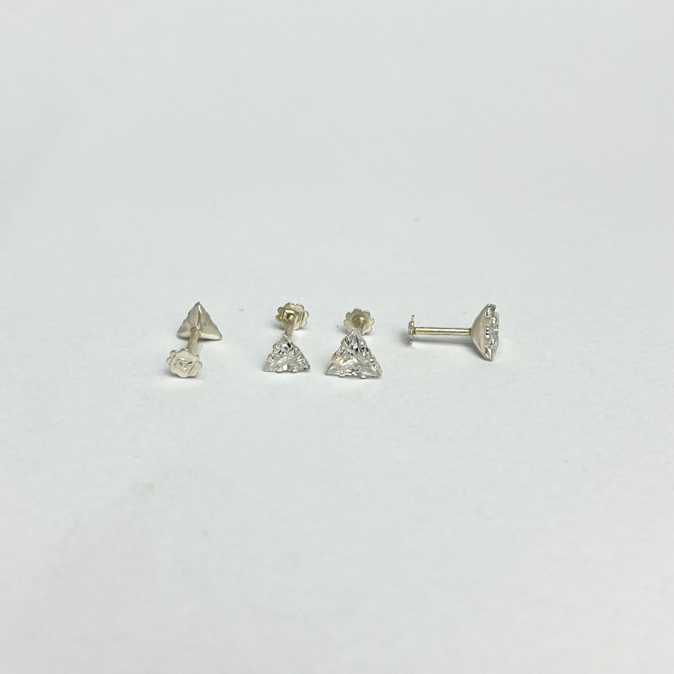 CZ Triangle Studs - 925 Sterling Silver | Geometric Minimal | 6mm & 7mm
