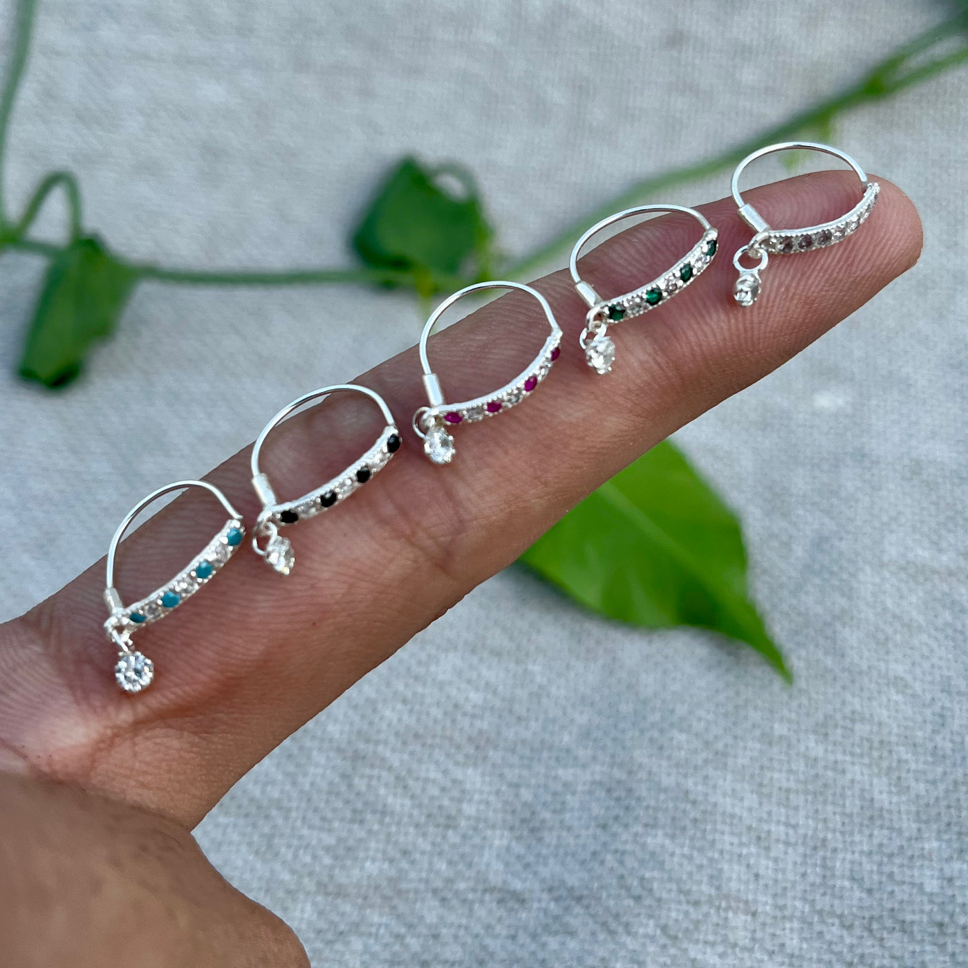 Colorful Stone Nose Ring – 5 Colors