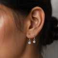 Plain Hook Hanging Stone Hoops – 925 Sterling Silver | 18 Gauge Minimal Everyday Earrings
