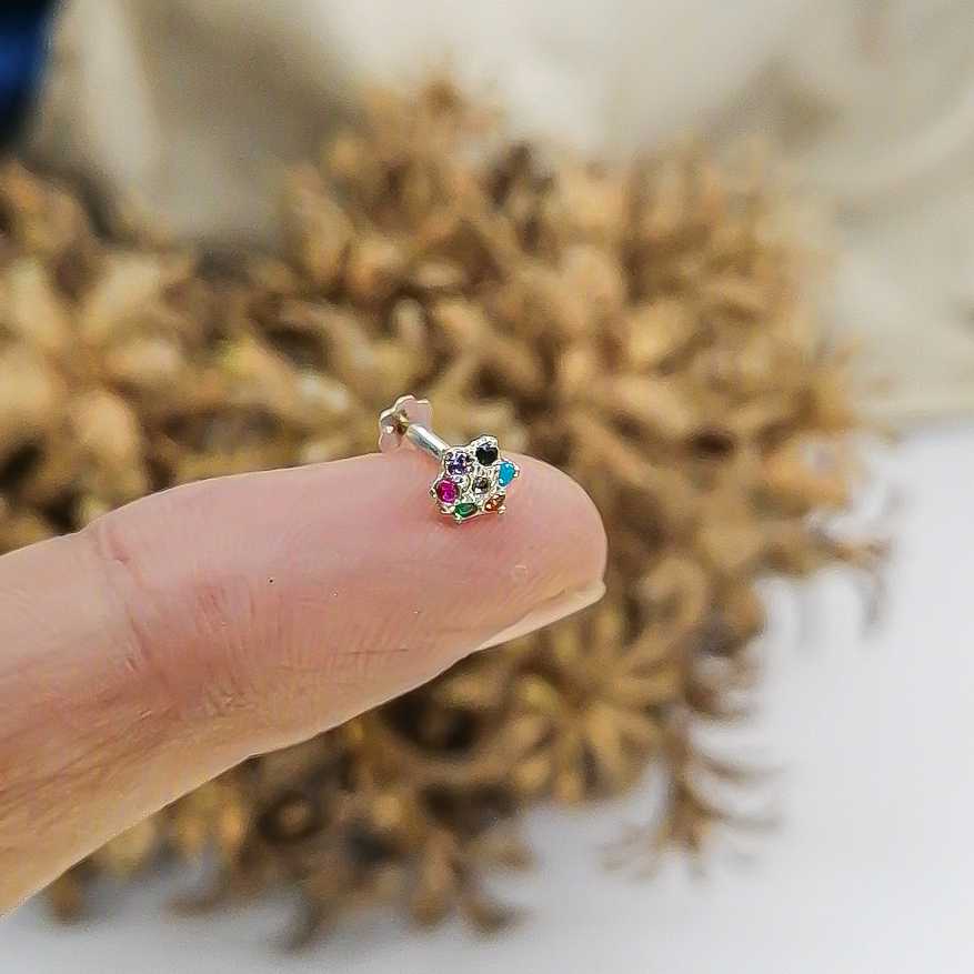 multi color flower nosepin 5mm screw back style