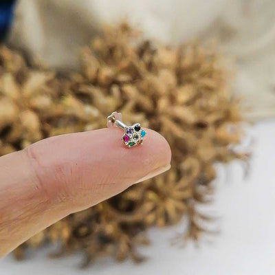 multi color flower nosepin 5mm screw back style