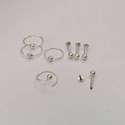 daily wear silver 2mm studs with 6mm 7mm hoop earrings