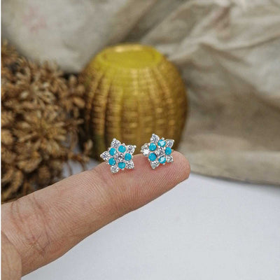 10mm ferozi flower stud earrings women