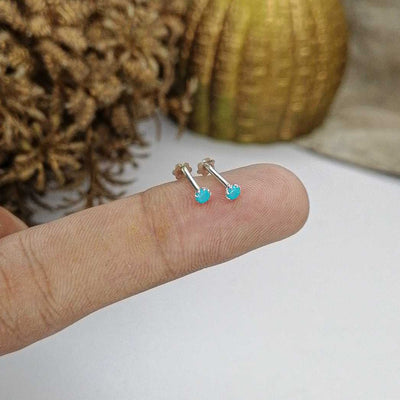2mm stone stud earrings silver daily wear