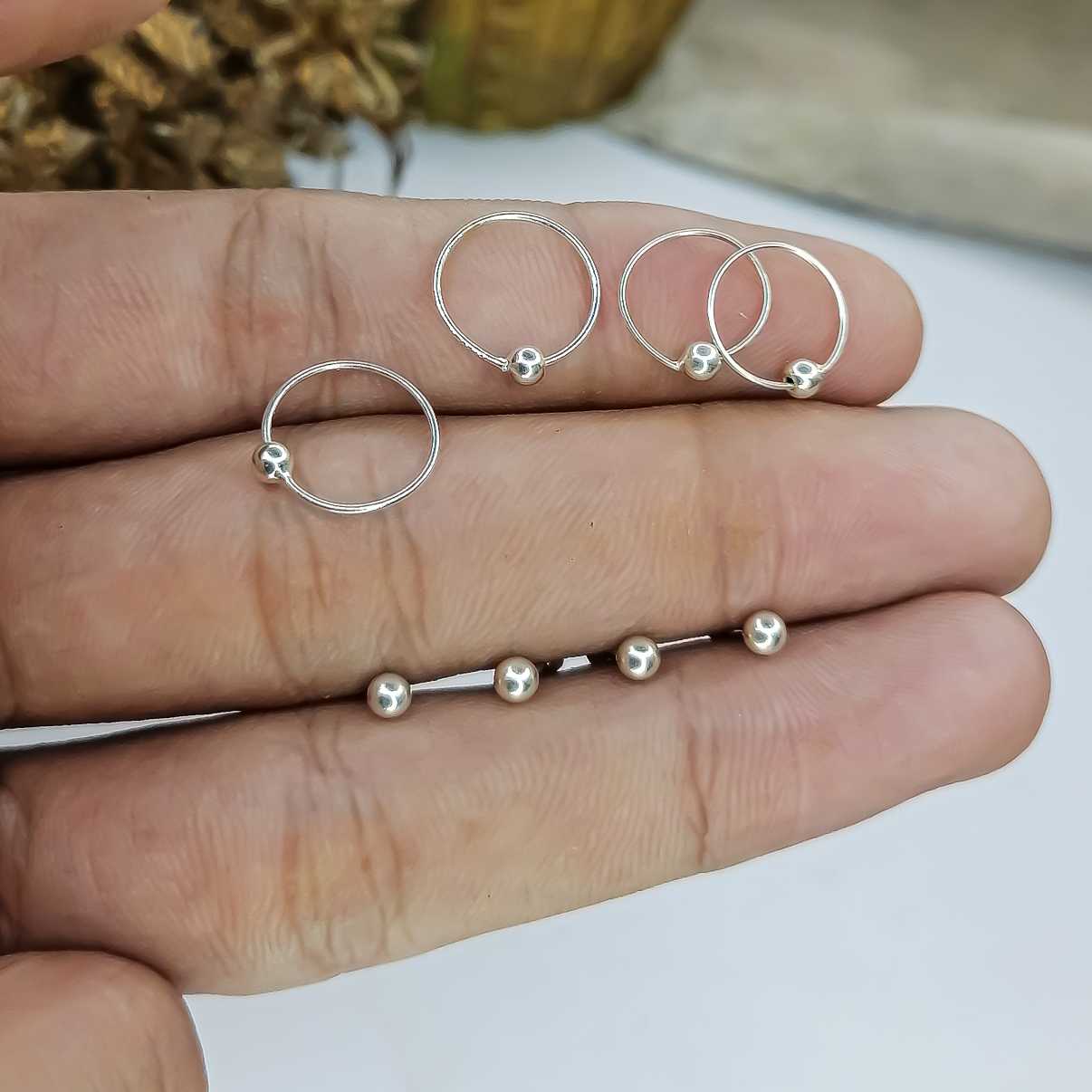 silver tiny ball earrings tragus piercing design an hoop earrings