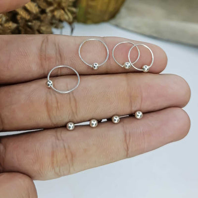 silver tiny ball earrings tragus piercing design an hoop earrings