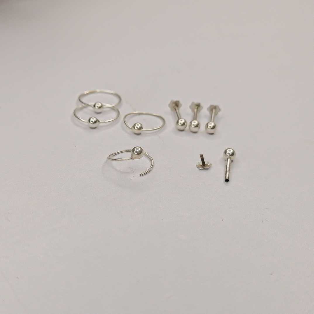 silver ball hoop and stud set tarnish free