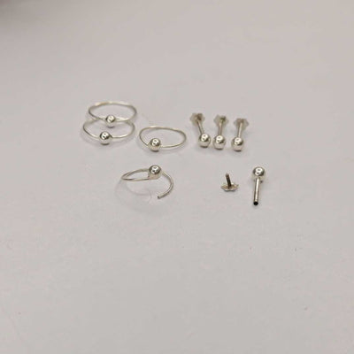 silver ball hoop and stud set tarnish free