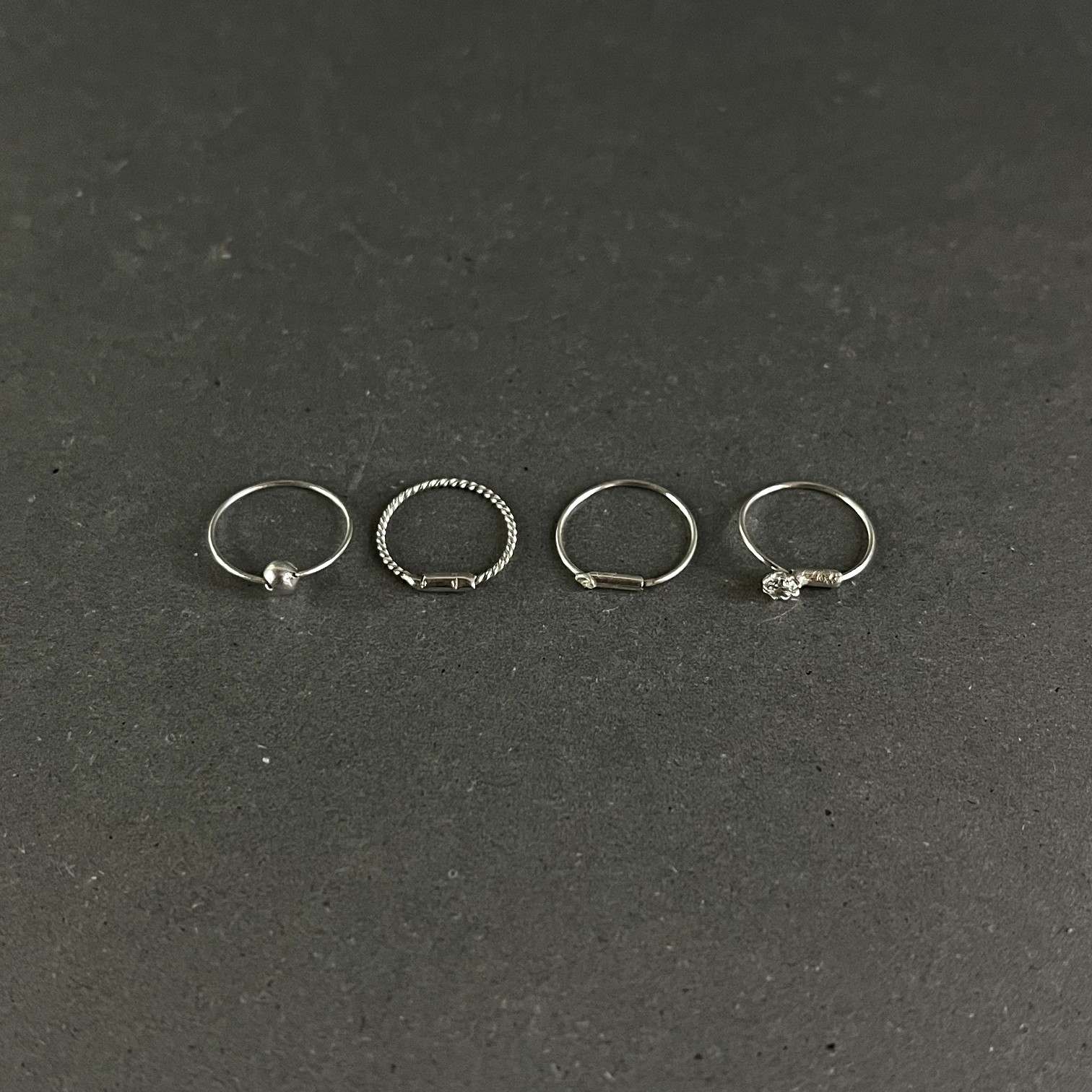 Daily Nosering Pack — 925 Silver | 4 Styles | Ball - Plain - Stone - Twisted | Nickel-Free