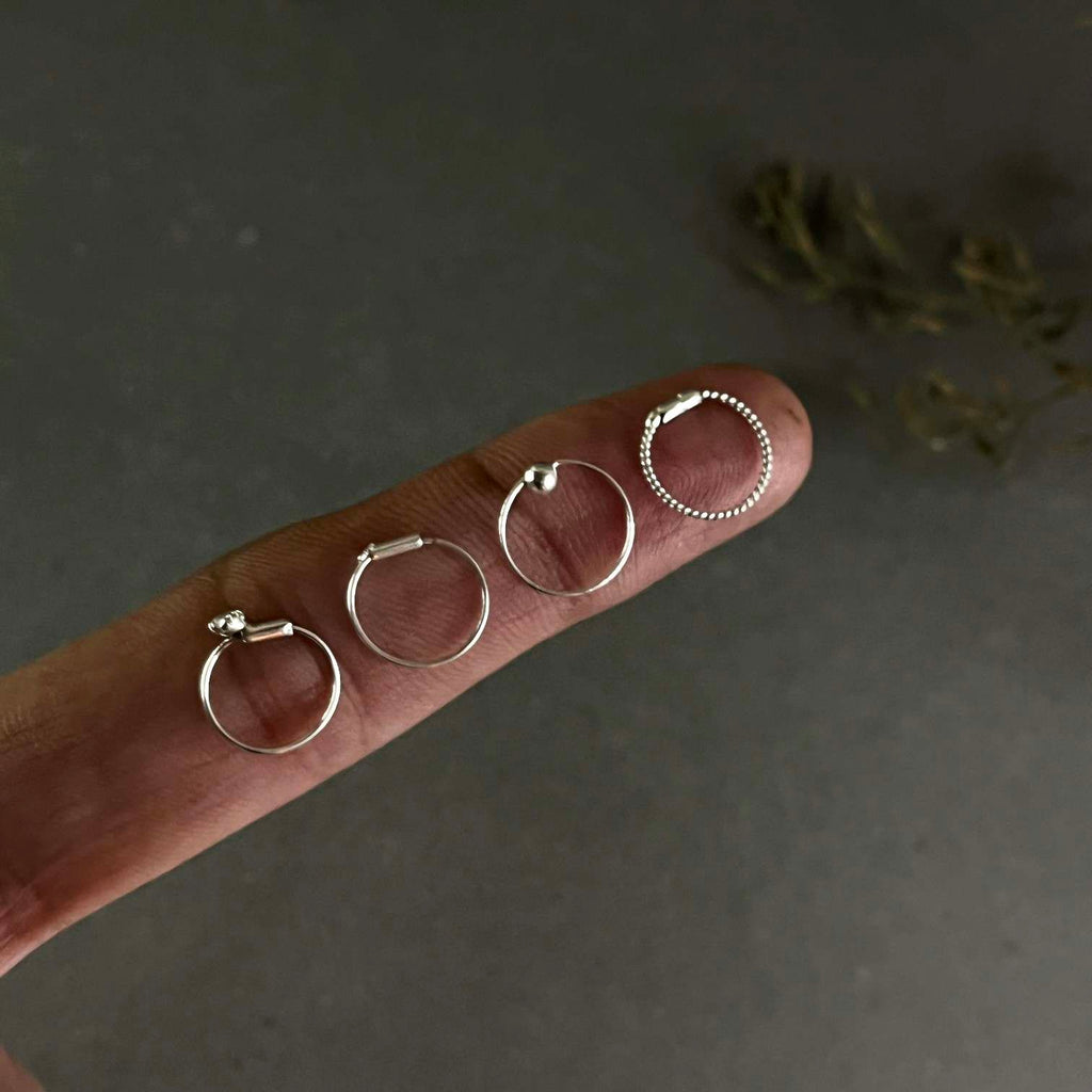Daily Nosering Pack — 925 Silver | 4 Styles | Ball - Plain - Stone - Twisted | Nickel-Free