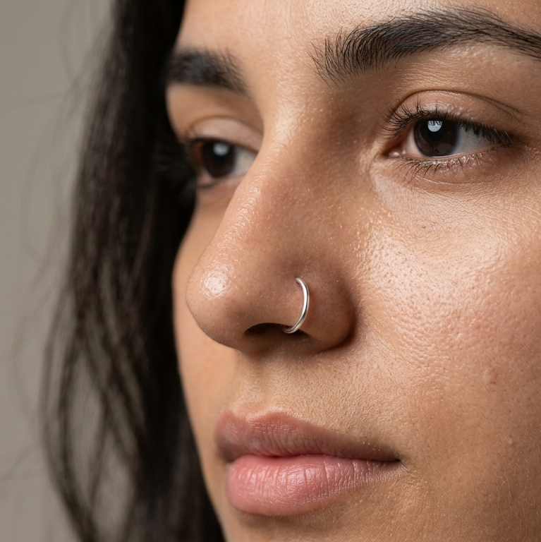 Plain Silver Nose Ring — 925 Sterling Silver | 8mm | 1mm Thick | Everyday Minimal