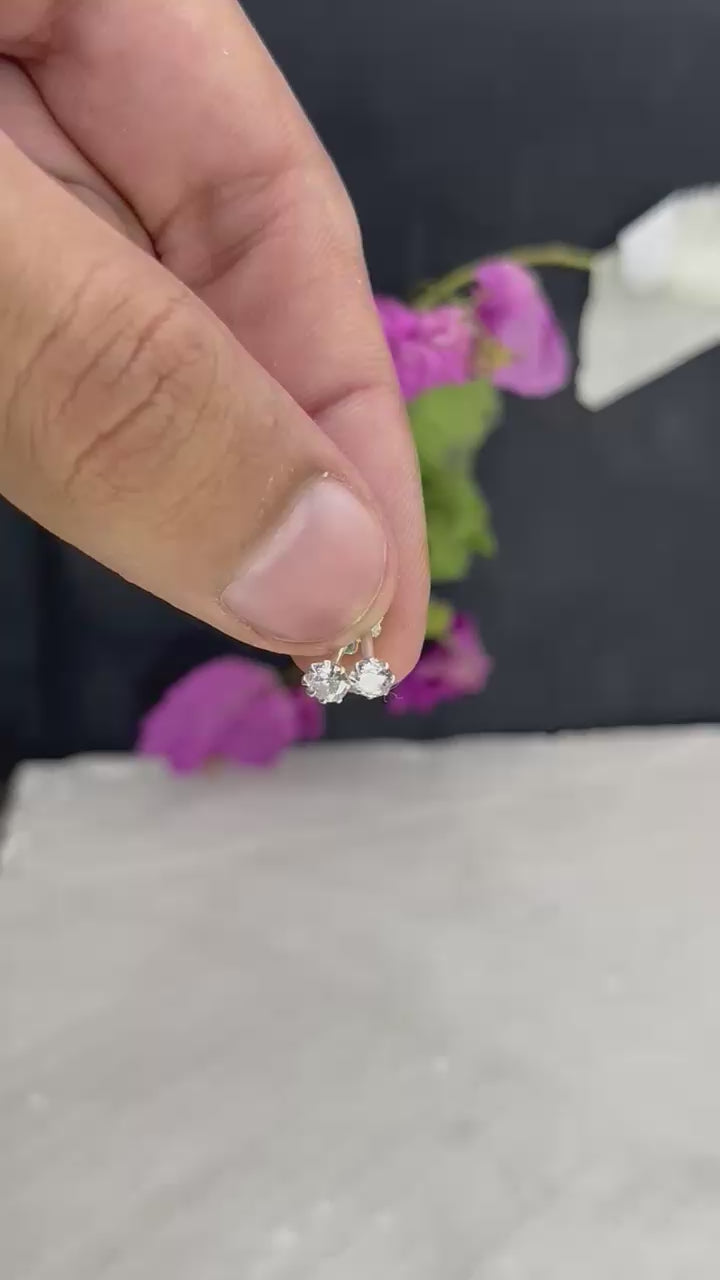 4mm silver screw stud earrings set front view

