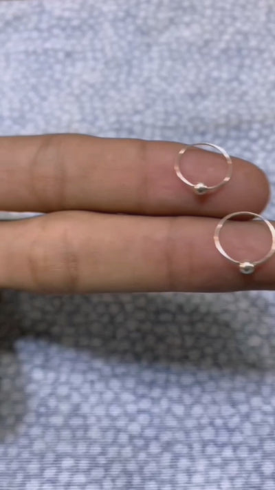 3Pairs Ball hoops 2Pairs 2mm Silver Stud Earrings (5Pairs Set)