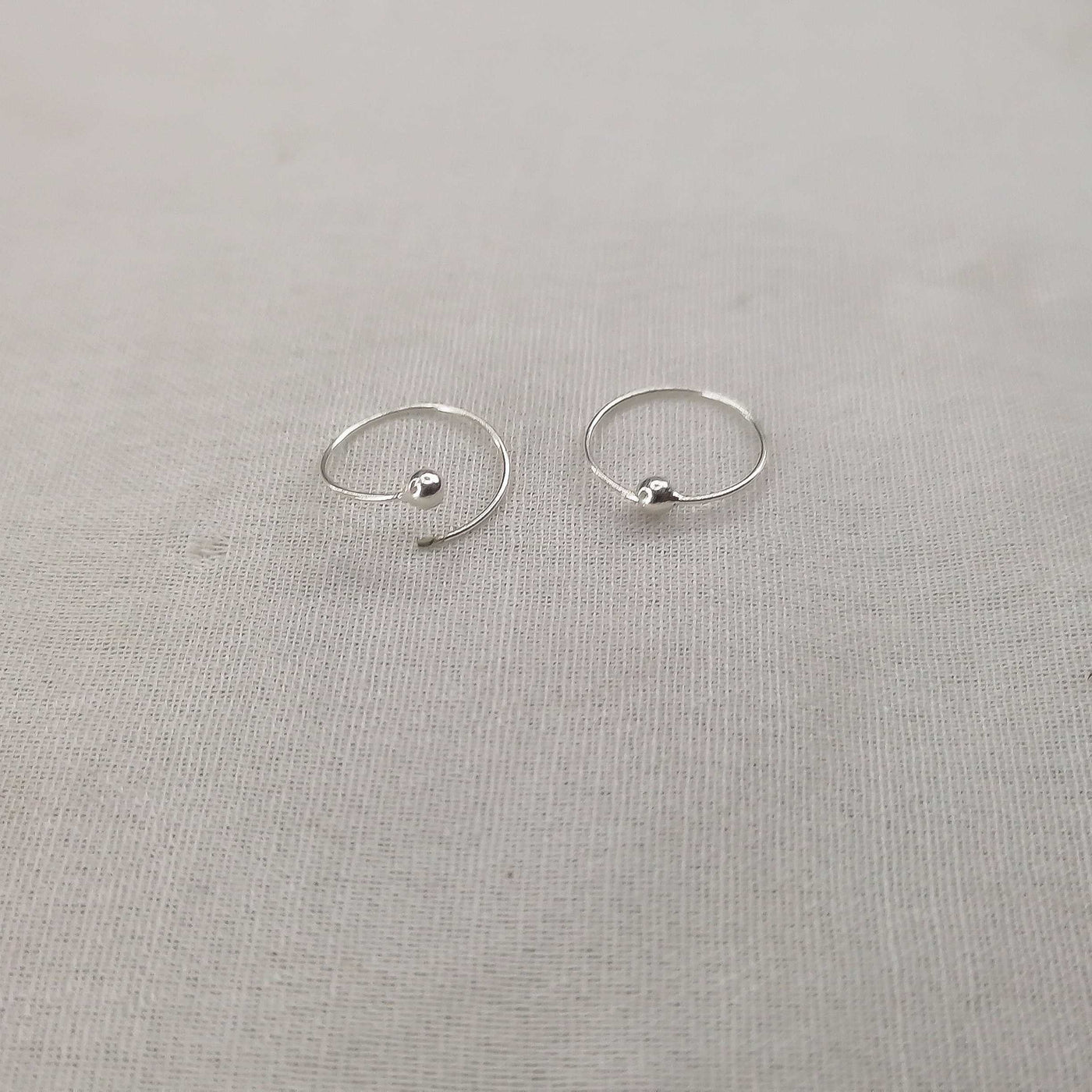 3Pairs Ball hoops 2Pairs 2mm Silver Stud Earrings (5Pairs Set)