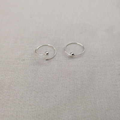 3Pairs Ball hoops 2Pairs 2mm Silver Stud Earrings (5Pairs Set)